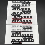 1 pair New TURBO AMG logo BITURBO 4matic plus emblem for Mercedes Benz 4 matic+ flat letter badge Fe