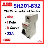 ABB MCB SH201-B32 6kA B Curve 32A 1Pole Miniature Circuit Breaker