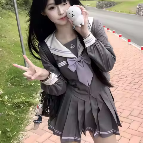 Gray Sailor Uniform School Uniform for Women Girls School JK Uniforms Set Korean Seifuku Japanese Sa