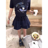 กางเกงขาสั้นเอวสูงลายทางMLS Sweet Salt Concerto ทรงเอ ทรงหลวม สำหรับผู้หญิง ฤดูร้อน 2025 กางเกงกระโป