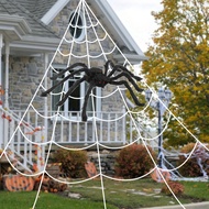 1pc Giant Spider Web Decorations - Outdoor Halloween Decor For Yard Lawn Party Haunted House - 16 FT
