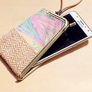 拼布手機包 手機套 零錢包 悠遊卡套 口金包 口金手機套-粉色渲染