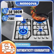 ❗3 Years Warranty❗4 burner gas stove/dapur gas stainless steel/Desktop+Built-in2in1 猛火燃气灶