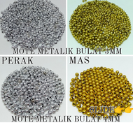 Mote Emas Perak Metalik Bulat isi 50 Gram Ukuran (3mm, 4mm, 5mm, 6mm, 8mm dan 10mm) Manik Manik Bulat