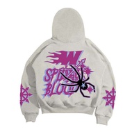 WISE | HOODIE ZIPPER BOXY |SPIDER PURPLE - cream XXS