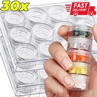 [Fast Delivery] Round Clear Jars - 3/7/10g Plastic Empty Box - Travel Cosmetic Sample Case - Nail Ar