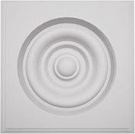 3 3/4"W x 3 3/4"H x 1 1/8"P Americraft Solid Paint Grade Wood Square Rosette with Center Bullseye wi