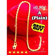 Wing Sing Gelang Rantai Tangan Pintal Bajet Emas 916/916 Gold Hollow Rope Bracelet