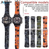 Aotelayer 18mm Strap for Casio AQ-S810W Rubber Watch Band AE-1000W AE-1200/1300 SGW-300 Camouflage S