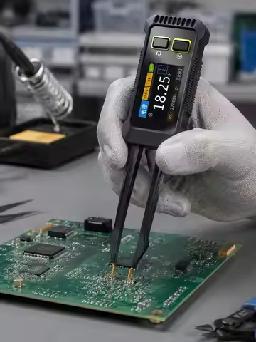 Smart LCR Tweezer Digital Bridge Tester R/L/C/Diode In-Circuit Measurement 100Hz/1kHz/10kHz USB-C 1.