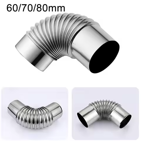 1pc Elbow Pipe Elbow Chimney Liner Bend Stainless Steel Multi Flue Stove Pipe 60 70mm 80mm Gas Water