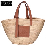 Loewe 籃子包，棕櫚葉和牛皮，中號 [二手]