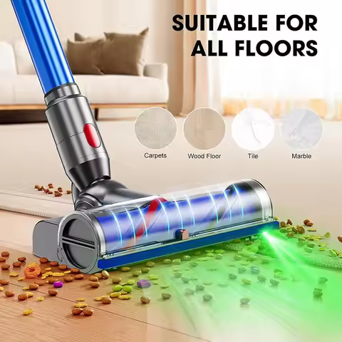 For Dyson V7/V8/V10/V11/V15 Laser Fluffy Optic Head - Green Light Reveals Hidden Dust for Hard Floor