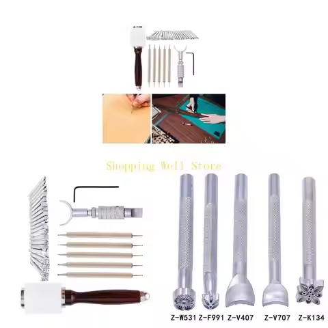 KX4B Leather Stamping Tool Leather Carving Embossing Tools DIY Leather Craft Stamps Set T Leather Cr
