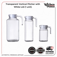 Transparent Vertical Pitcher/Water Jug with White Lid (1 unit)