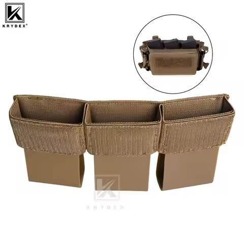KRYDEX Tactical Elastic Triple Magazine Insert 7.62 5.56mm Mag Pouch For D3CR Chest Rig Plate Carrie