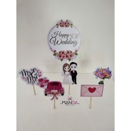 Topper karakter kue tart puding topper kertas topper happy wedding topper pernikahan
