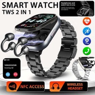 D9 2 in 1 Smart With Earbuds Smartwatch TWS Bluetooth Earphone Heart Rate Blood Pressure Monitor Spo