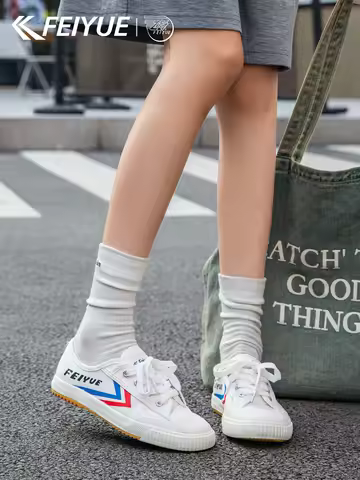 Feiyue Women's Canvas Shoes Soft Bottom Comfortable All-Match White Sneakers Training Footwear Low C
