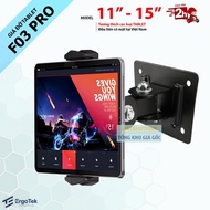 Combo ErgoTek F03 + EP8 - iPad tablet mount from 11 inches to 15 inches, device clamp 17 - 25 Cm