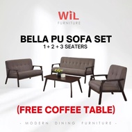 【READY STOCK】WIL FURNITURE ENT: BELLA PU SOFA SET 1+2+3 SEATER // BELLA SOFA KAYU SET 1+2+3 // SOFA 