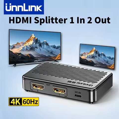 Unnlink 4K HDMI Splitter 1X2 UHD 4K 60Hz FHD1080P 60Hz 1 In 2 Out for Smart TV MI Box to TV Projecto