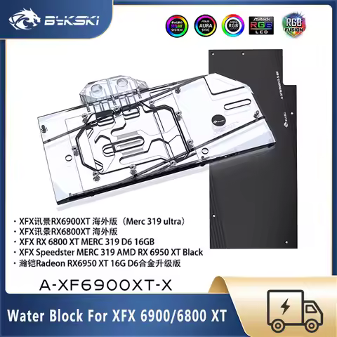 Bykski GPU Water Block For XFX Radeon RX 6950 6900 6800 XT Speedster Merc 319 Ultra Water Cooler Cus