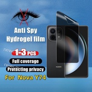 1-3Pcs Privacy Anti Spy Front Full Cover Protection Tpu Hydrogel Film For Huawei nova Y74 Y73 4G 202