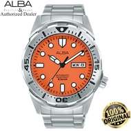 (Official Warranty) Alba Monster Automatic Orage Dial Stainless Steel Strap Men Watch AL4375X AL4375