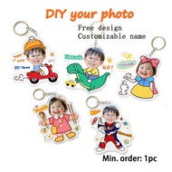 Catroon Keychain Custom Headshot Name| Schoolbag Pendant | CUSTOM Name Gift | Name Tag | Birthday GI