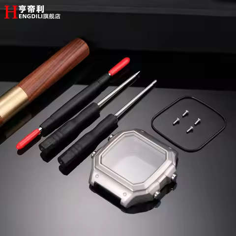 Stainless Steel Case & Retro Square Metal Mod Kit For Casio AE1200 AE1300 Watch