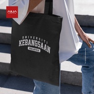 Tote Bag UKM Universiti Kebangsaan Malaysia Aesthetic Student Varsity Gift Canvas Cotton Beige Black