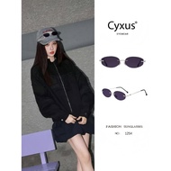 Cyxus UV  400 Non-Polarized Oval Retro Sunglasses Exuding Old Money Aesthetic Unisex Metal Legs Perf