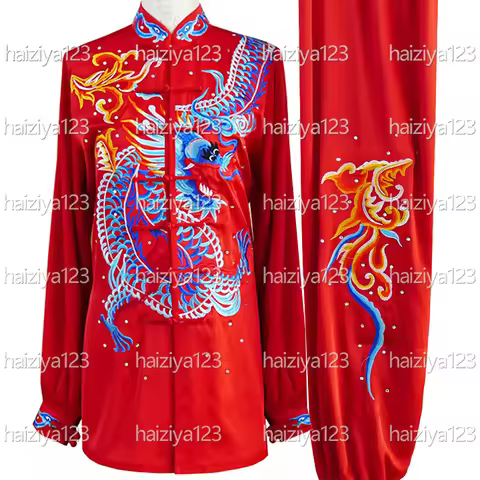 Embroidered dragon Tai chi uniform Qigong garment taiji suit Wushu outfit Kungfu clothes boy girl ki