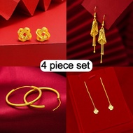 4-piece set of earrings 916 Gold earring Pawnable for women Love Detail earrings Mother's Day Gift Ornament