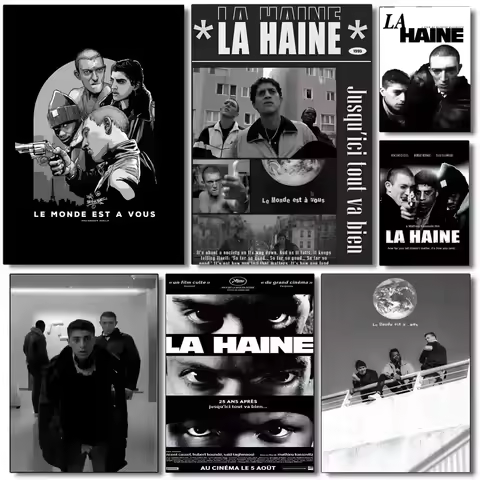 La Haine 1995 Movies Prints The Hate Vintage Poster French Crime Drama Film Poster Self-adhesive Art