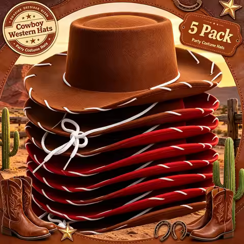 Brown Red Felt Woody Cowboy Hat for Children Adjustable Western Big Brimmed Cowboy Cap Party Outdoor