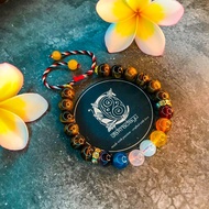 CAKRADAYU Tridatu Cakra Bracelet 7 Crystal Stones With Tiger Eyes - Motivational and Confident Brace