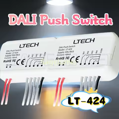 LTECH LT-424 DALI Push Switch LED Switch For Strip Light 6 in 1 Function Dali bus Control Low Voltag