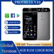 PROTRULY V10 4G LTE สมาร์ทโฟน 5.5 นิ้วหน้าจอ HD 4GB RAM 128GB ROM Helio X25 Dece core Android 6.0 จดจำลายนิ้วมือ 16MP VR 360 ° กล้องพาโนรามาโทรศัพท์มือถือ
