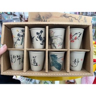 Set of 8 rough ceramic cups