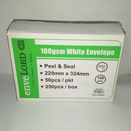 【1BOX=250PCS ! ! !】LION 9"x12 3/4" A4 White Envelope 100gsm EW-40482(229mmx324mm)(Peel&Seal)(Price F