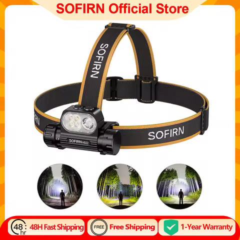 SOFIRN HS22 2500lm Headlamp Stepless Color Temperature Adjustment SFT25R LED 6000K light With 2700K 