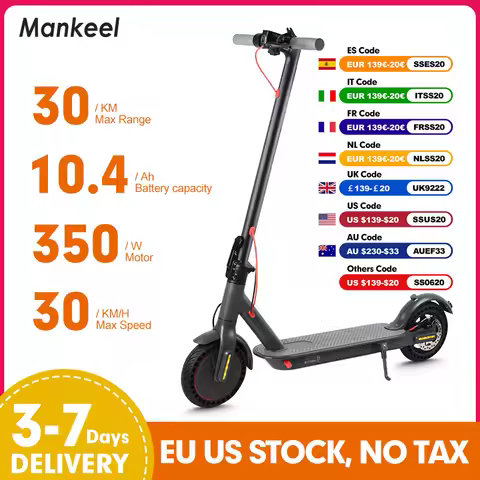 Mankeel MK083 350W Electric Scooter for Adults 36V 10.4AH Max Range 30KM Folding E-scooter Smart Kic