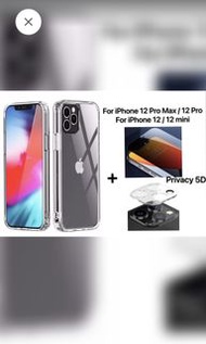 iPhone 12 Pro Max mini Slim Shockproof Case 4X Anti-Shock Performance With Privacy 5D Tempered Glass Screen and lens Protector For iPhone 12 Pro Max, 12 Pro, 12, 12 mini 4倍防撞貼身電話套配5D防窺屏幕及鏡頭玻璃保護貼 +$1包郵