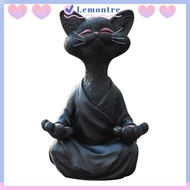 LEMONTRE Happy Buddha Cat Statue, Whimsical Resin Meditation Cat Statue, Home Decor Ornaments Cat Bu