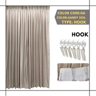 Langsir Naco (1Mx1.3M) Ready Made Curtain!Siap Jahit Langsir,Langsir RAYA Kain Tebal 80% Blackout(2 IN 1)-G6-Sandy soil