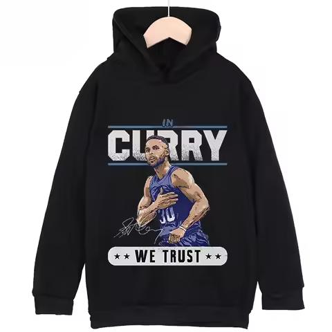 Stephen Curry Avatar Printed Children's Sports Hooded Hoodie Plus Velvet Sweatshirt Basketball Fan K