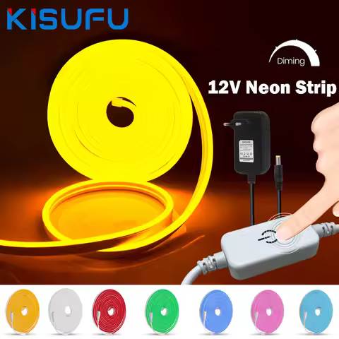 12V Neon LED Strip Light Dimmable Touch Sensor EU/AU/UK/US Kit 8X16mm Flex Tape Silicon 1M 2M 3M 4M 