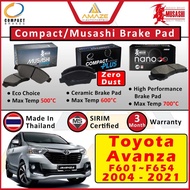 Compact/Musashi (Winner/ MC Ceramic/ Nano Infinity) Brake Pad for Toyota Avanza F601, F651, F652, F6